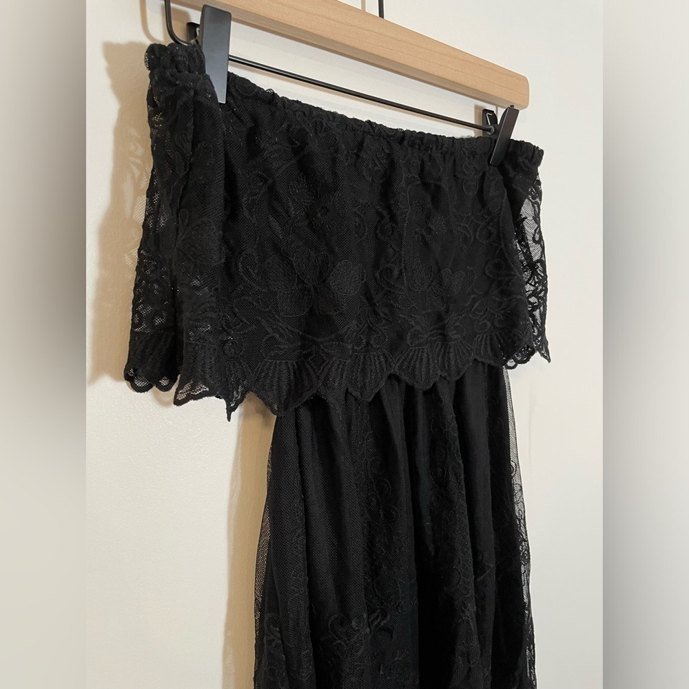 Express Strapless Lined Floral Lace With Back Cutout Black Whimsigoth Size Small - Picture 3 of 13